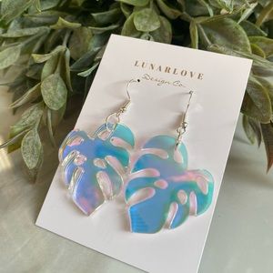 Rave Earrings - Monstera Plant leaves